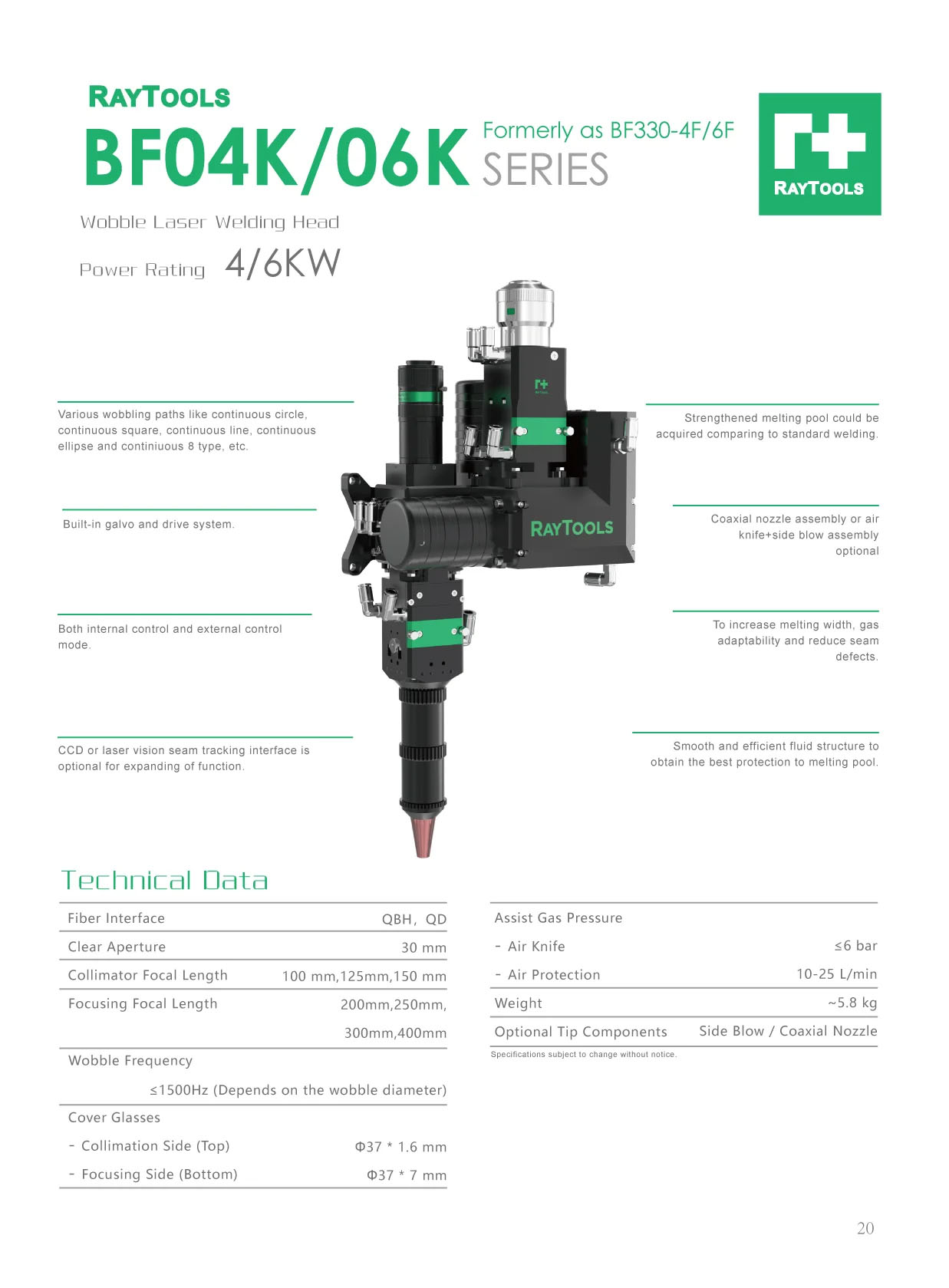BF04K/BF06K Wobble Laser Welding Head (Formerly as BF330-4F/BF330-6F)