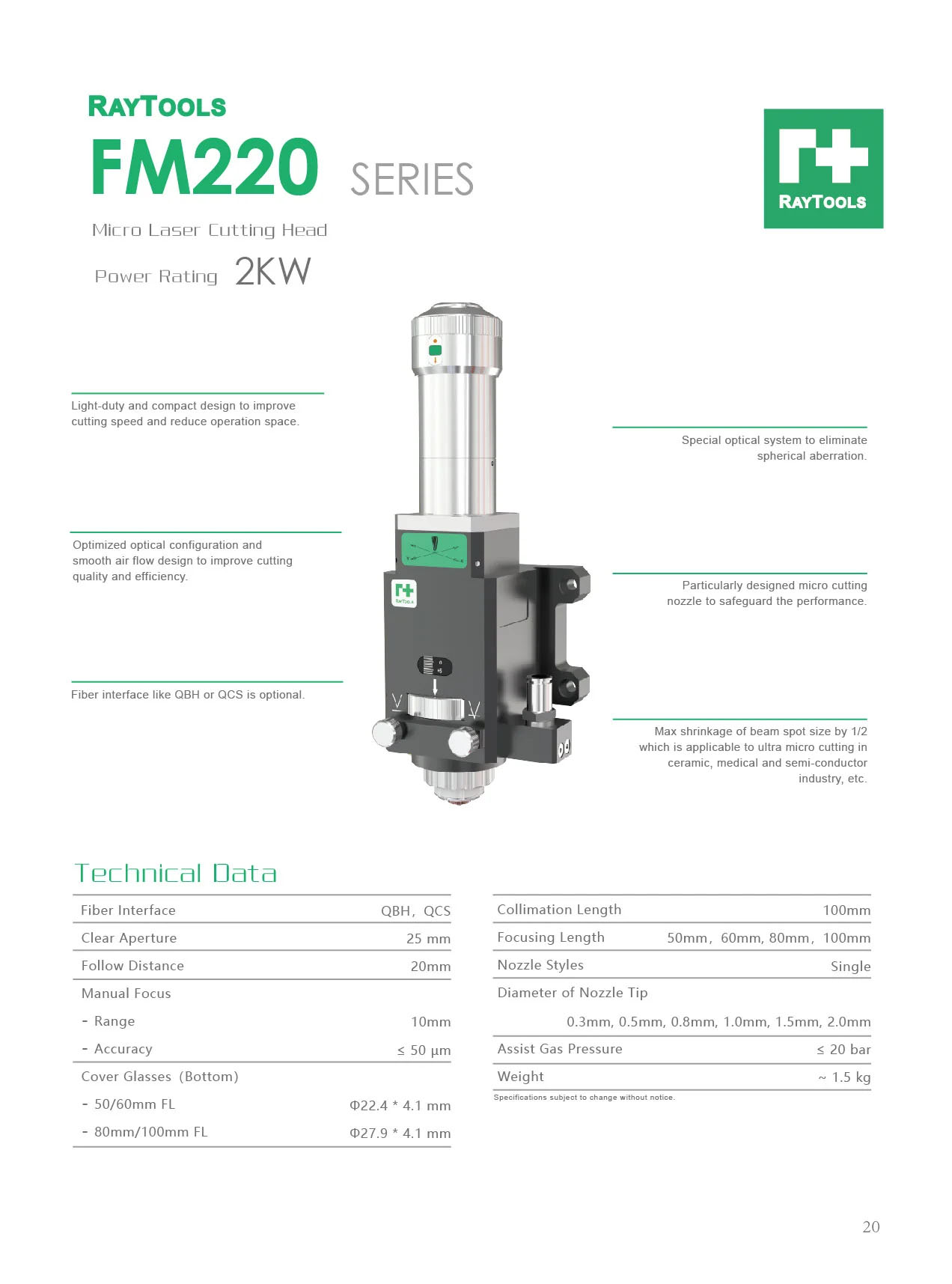 FM220 High Precision Micro Laser Cutting Head