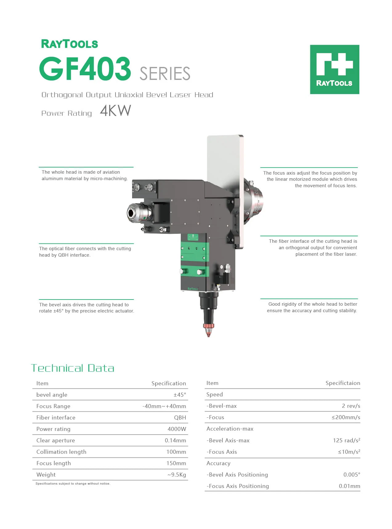 GF403 Bevel Axis + Tube Cutting Head